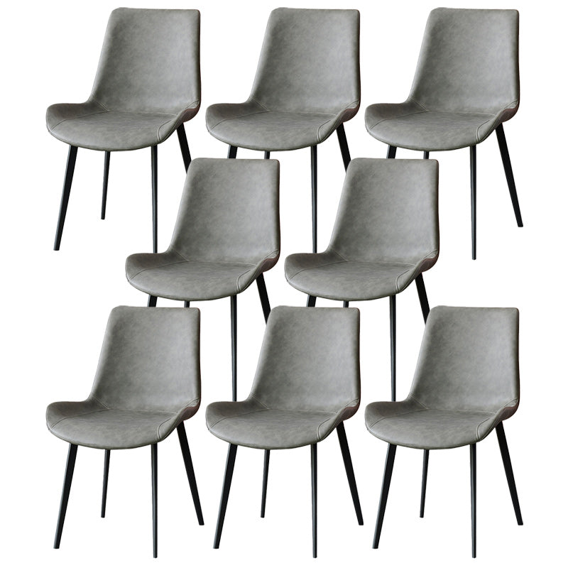 Industrial Leather Dining Chairs Solid Back Arm Side Chairs for Kitchen
