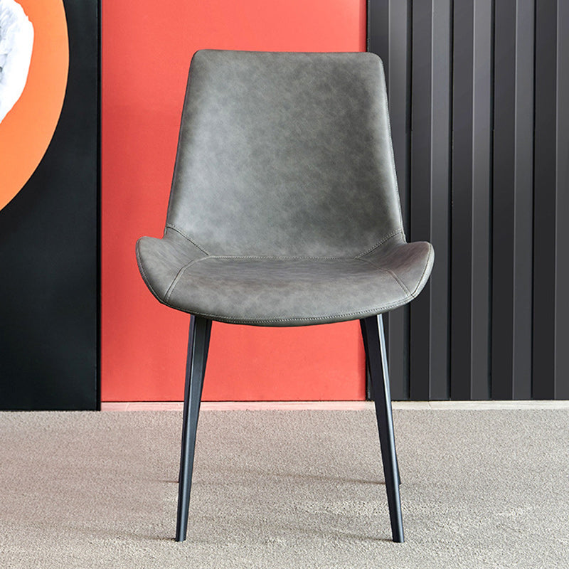 Industrial Leather Dining Chairs Solid Back Arm Side Chairs for Kitchen