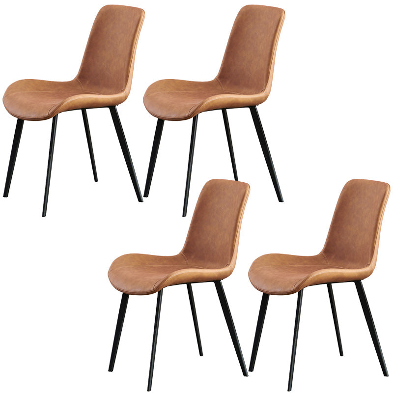 Industrial Leather Dining Chairs Solid Back Arm Side Chairs for Kitchen
