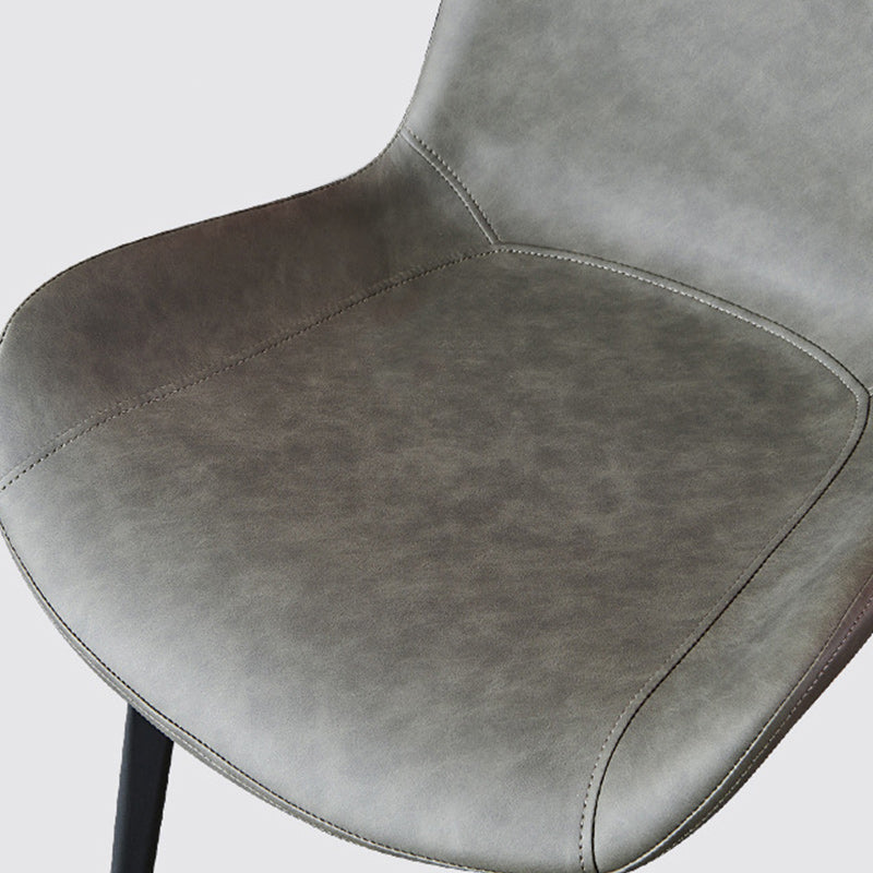 Industrial Leather Dining Chairs Solid Back Arm Side Chairs for Kitchen