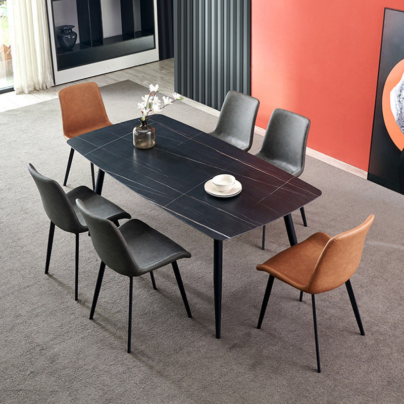 Industrial Leather Dining Chairs Solid Back Arm Side Chairs for Kitchen