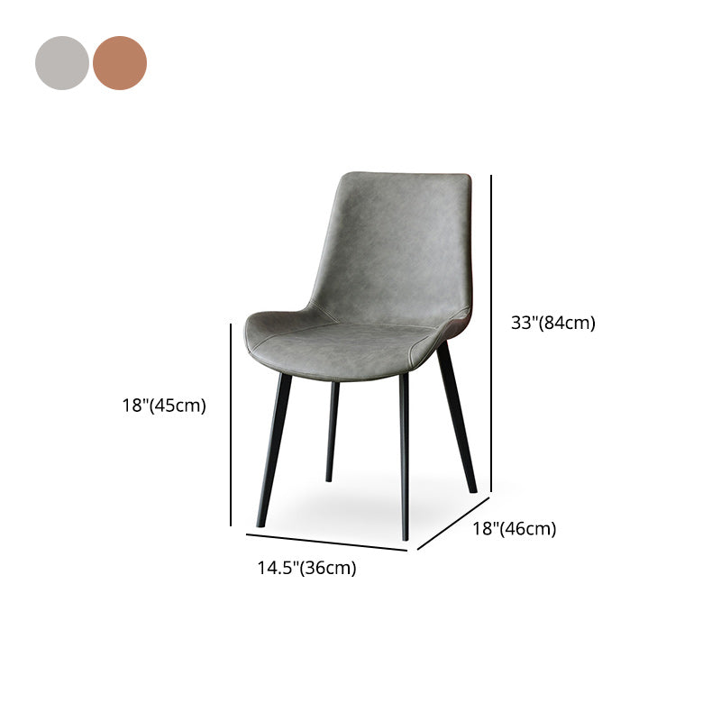 Industrial Leather Dining Chairs Solid Back Arm Side Chairs for Kitchen