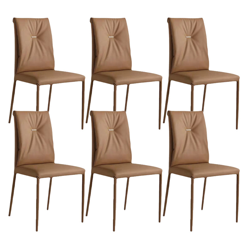 Contemporary Faux Leather Dining Chairs Metal Armless Dining Chair for Home Use