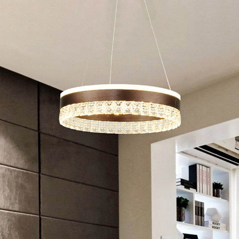 Crystal Pendant Chandelier Contemporain 1/2/3 Lumières LED marron Plafond suspendu Light en blanc / chaud / naturel Light