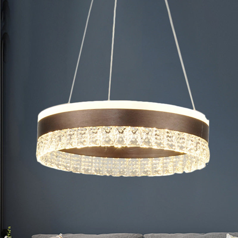 Crystal Pendant Chandelier Contemporain 1/2/3 Lumières LED marron Plafond suspendu Light en blanc / chaud / naturel Light