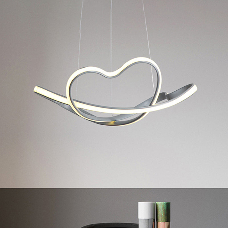 Lámpara de lámpara de lámpara gris de 16 "/19.5" de ancho LED modernista LED acrílico Kit de luz colgante en blanco/luz cálida