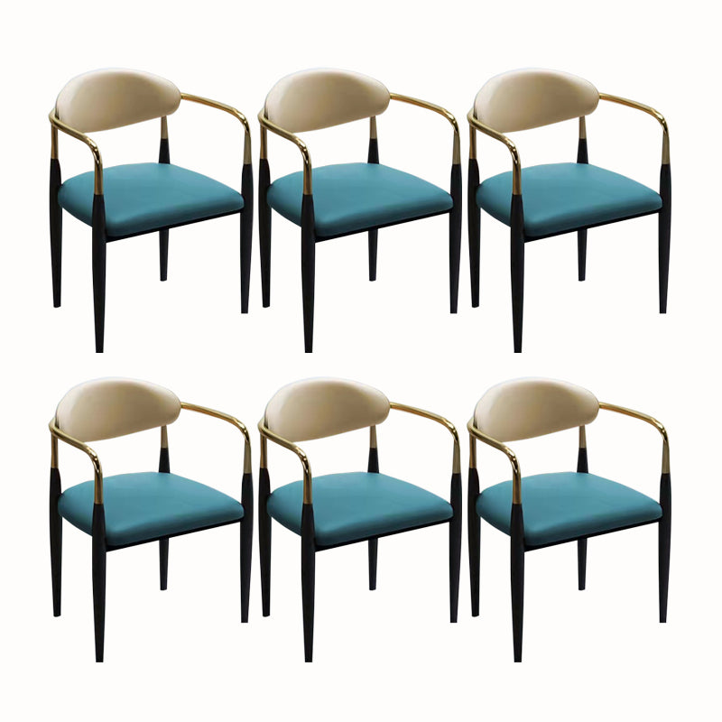 Contemporary Arm Leather Dining Chairs Open Back Dining Side Chair