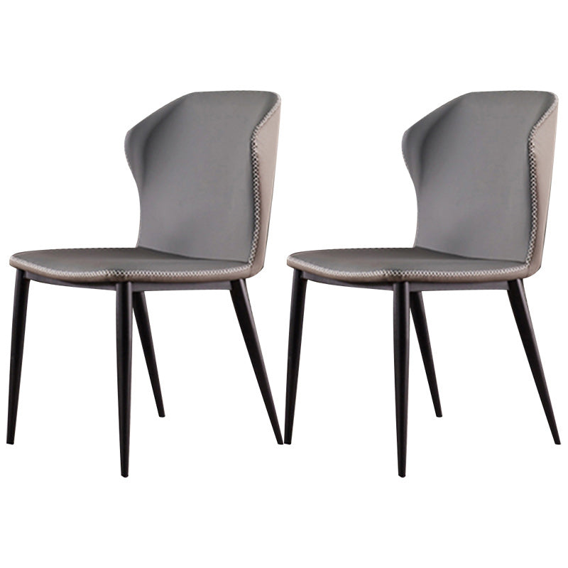 Industrial Style Wingback Parsons Chairs Leather Dining Chairs for Home Use
