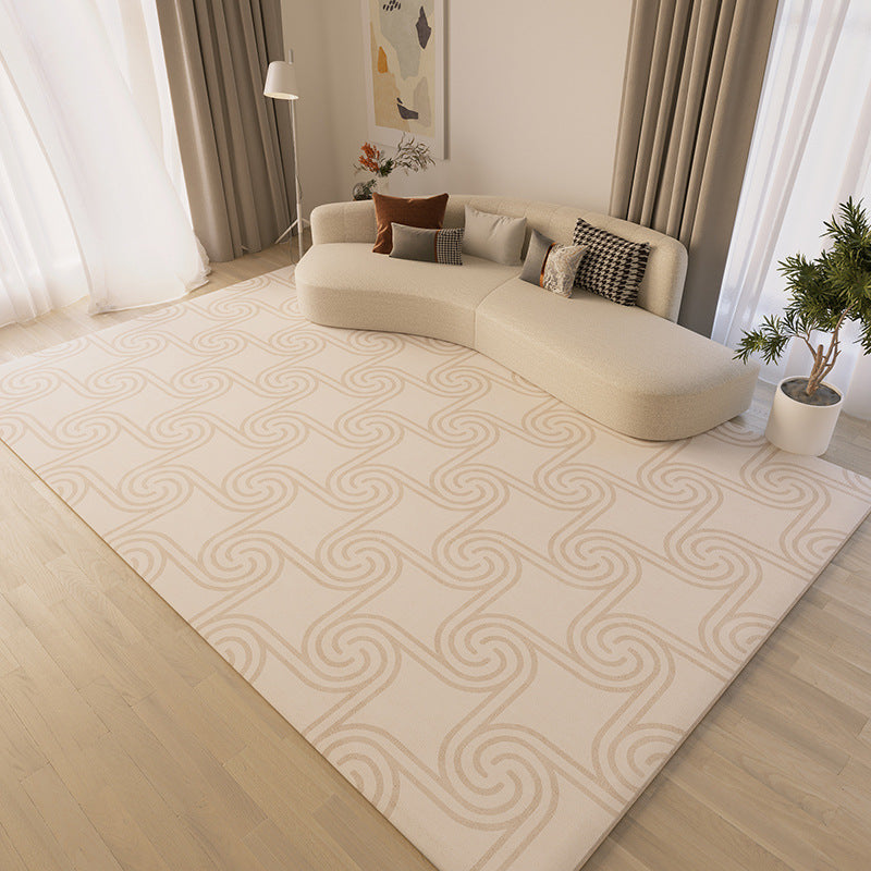 Beige Simple Carpet Polyester Line Area Carpet Stain Resistant Carpet for Living Room