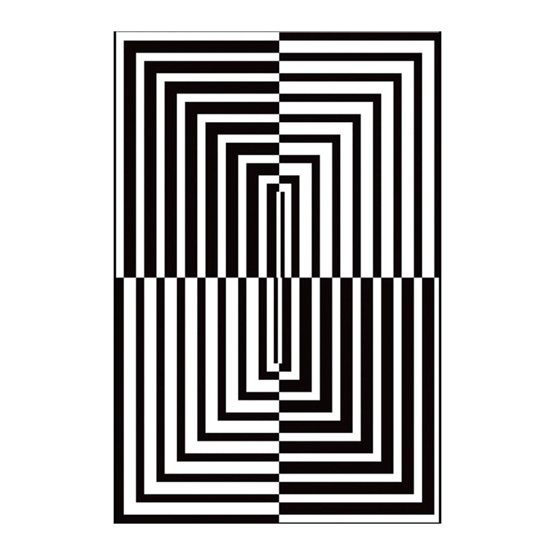 Black Modern Rug Polyester Abstract Print Rug Washable Rug for Living Room