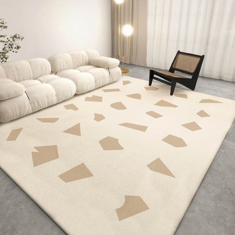 Beige Modern Rug Polyester Graphic Rug Stain Resistant Rug for Living Room