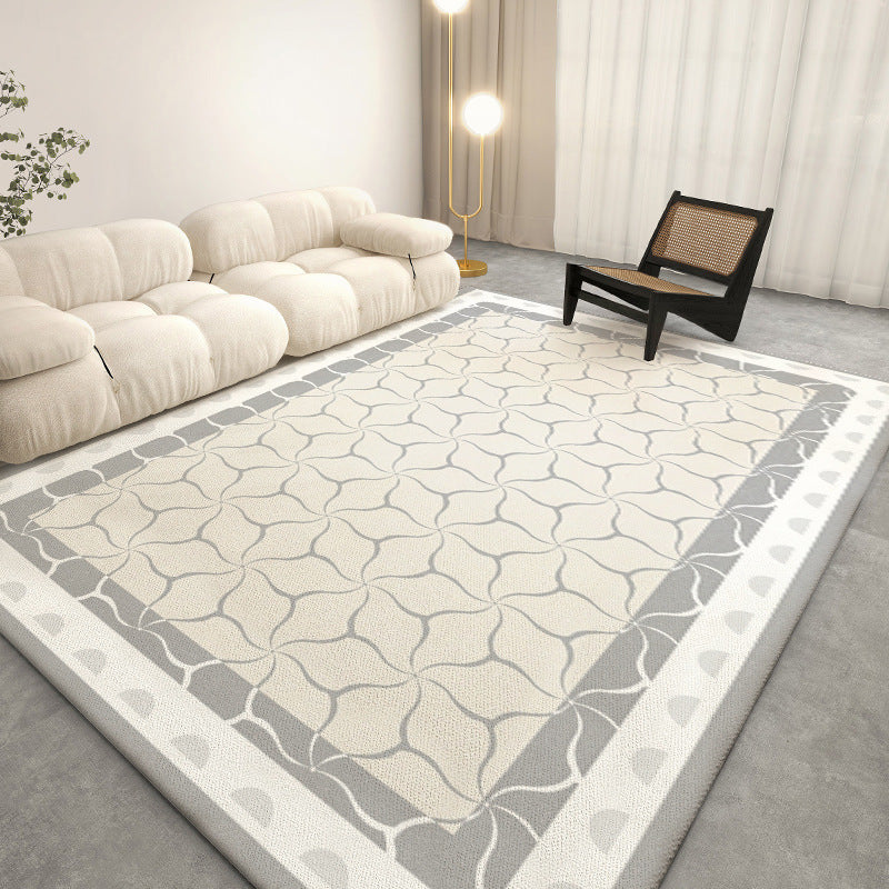 Beige Modern Rug Polyester Graphic Rug Stain Resistant Rug for Living Room