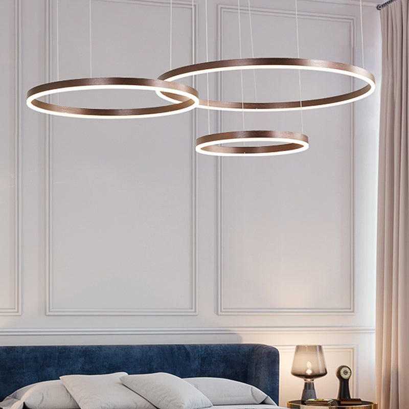 Lampada del lampadario circolare circolare del caffè 1/3/4 luci in metallo LED Assorbimento del soffitto a led in metallo in luce bianca/calda