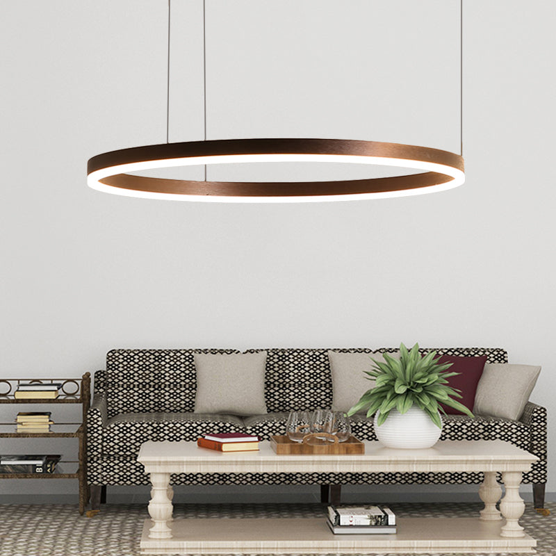 Lampada del lampadario circolare circolare del caffè 1/3/4 luci in metallo LED Assorbimento del soffitto a led in metallo in luce bianca/calda