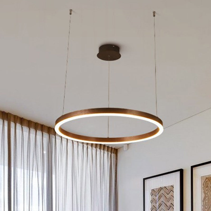 Lampada del lampadario circolare circolare del caffè 1/3/4 luci in metallo LED Assorbimento del soffitto a led in metallo in luce bianca/calda