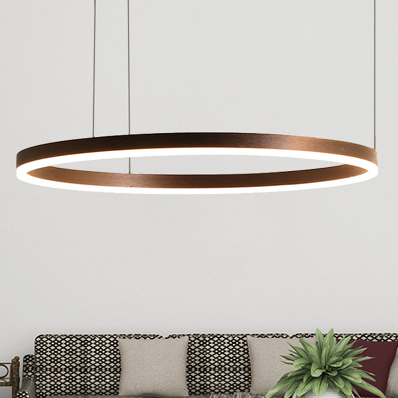 Lampada del lampadario circolare circolare del caffè 1/3/4 luci in metallo LED Assorbimento del soffitto a led in metallo in luce bianca/calda