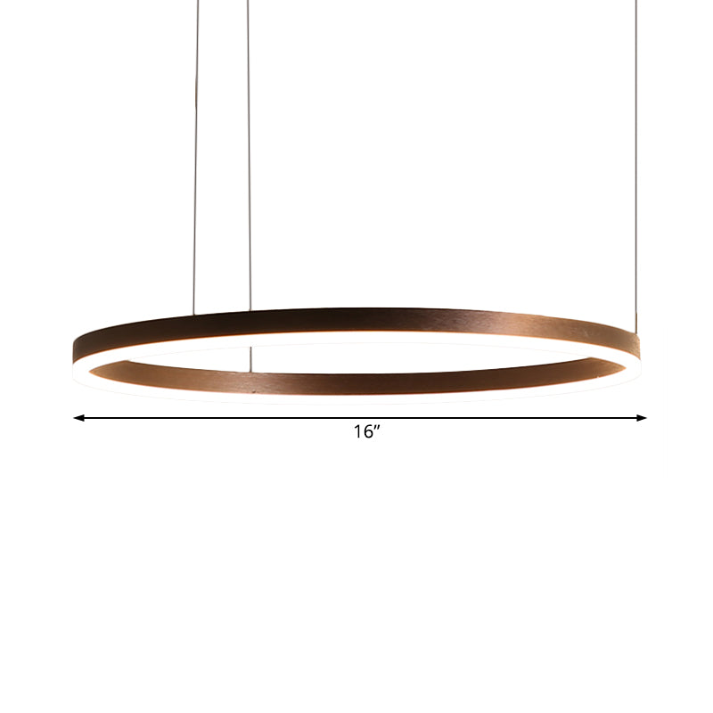 Lampada del lampadario circolare circolare del caffè 1/3/4 luci in metallo LED Assorbimento del soffitto a led in metallo in luce bianca/calda