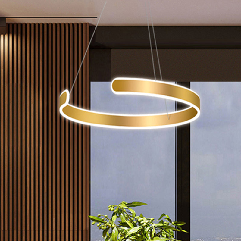 1/2/3 luci lampadario sala da pranzo con anello ombra acrilica moderna a led oro lampada appesa in luce bianca/calda