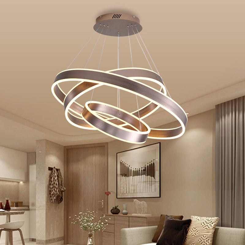 Moderno lampadario a pendente intrecciato acrilico 1/2/3 luci soggiorno a soffitto appeso alla luce marrone e naturale