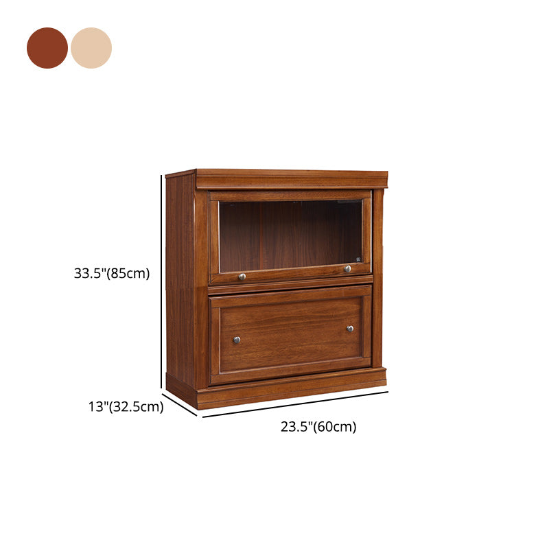 Wooden Standard Bookcase Modern Style Closed Back Vertical Bookshelf With Door