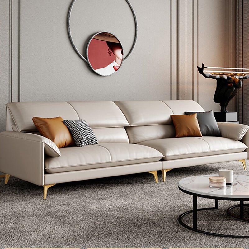 Standard Genuine Leather Contemporary Pillow Top Arm Stain Resistant Sofa Couch