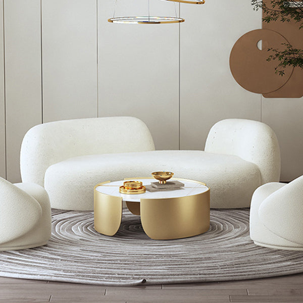 Ultra-Modern Beige Curved Sofa with Tuxedo Arm for Living Room