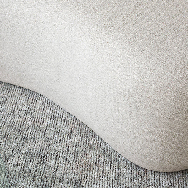 Ultra-Modern Beige Curved Sofa with Tuxedo Arm for Living Room