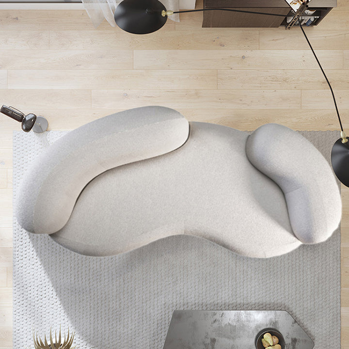 Ultra-Modern Beige Curved Sofa with Tuxedo Arm for Living Room