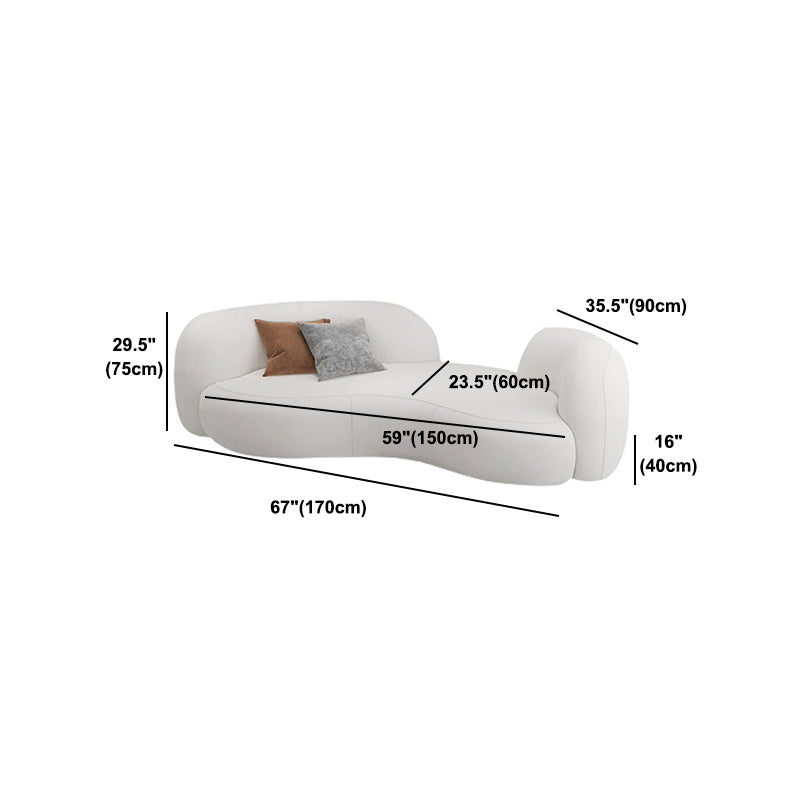 Ultra-Modern Beige Curved Sofa with Tuxedo Arm for Living Room