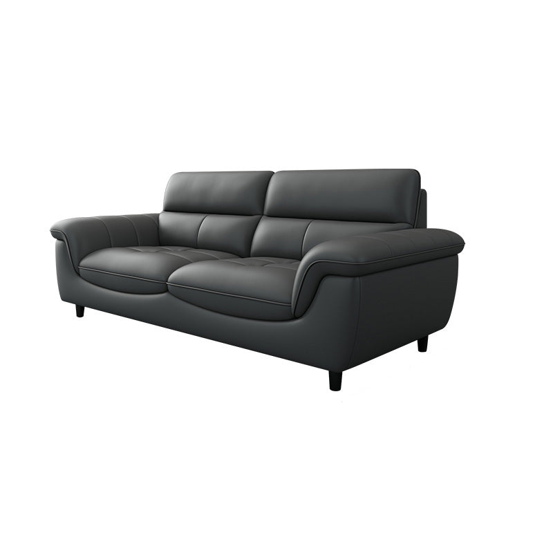 Genuine Leather Stain Resistant Contemporary Pillow Top Arm Sofa Couch