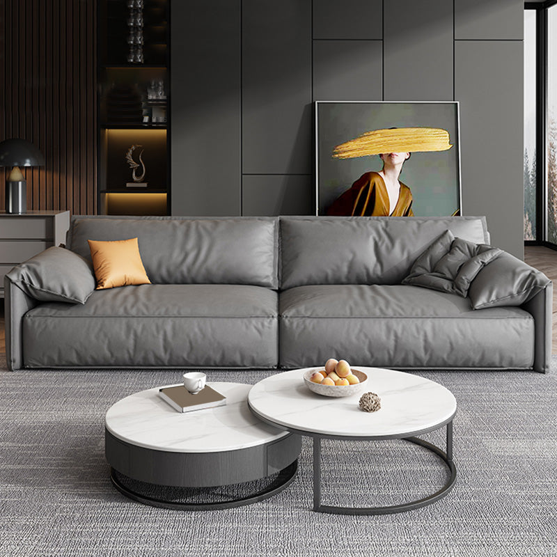 Contemporary Standard Square Arm Sofa Couch in Grey for 2/3/4 People
