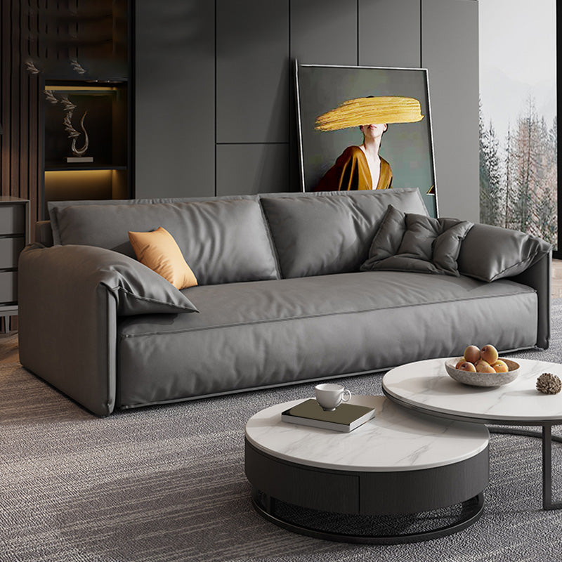 Contemporary Standard Square Arm Sofa Couch in Grey for 2/3/4 People
