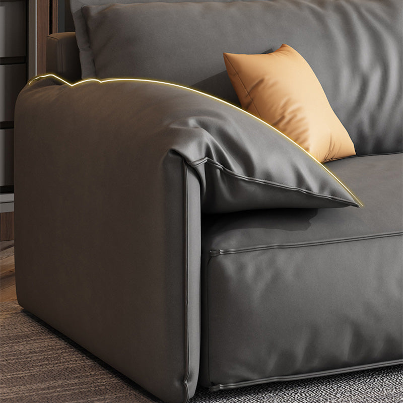 Contemporary Standard Square Arm Sofa Couch in Grey for 2/3/4 People