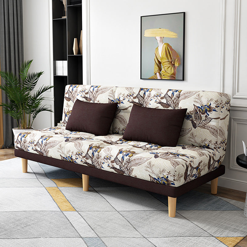 Contemporary Linen Armless Sleeper Sofa Convertible Sofa for Living Room, Apartment