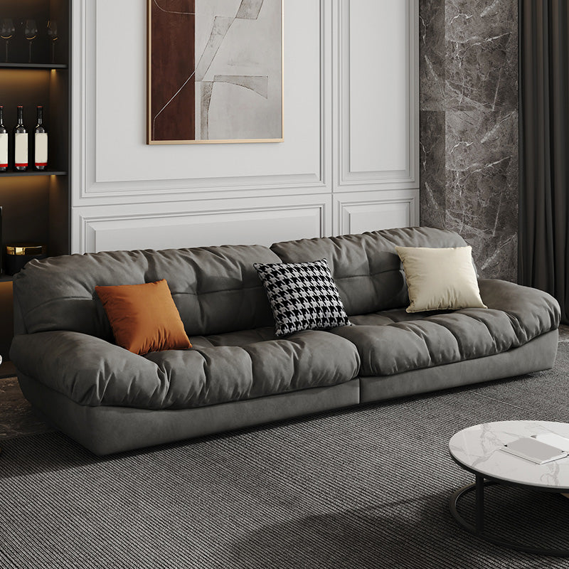 Contemporary Tufted Split-Back Standard Armless Sofa Couch in Grey