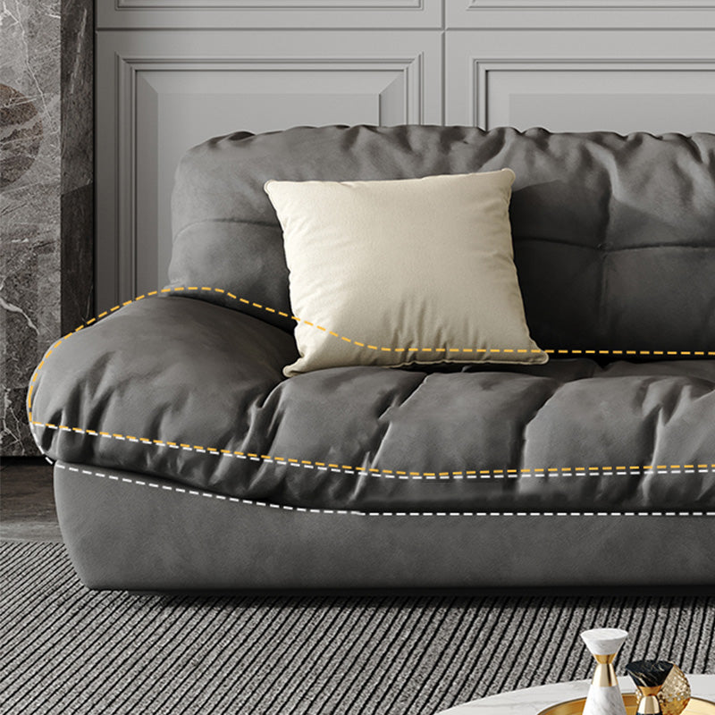 Contemporary Tufted Split-Back Standard Armless Sofa Couch in Grey