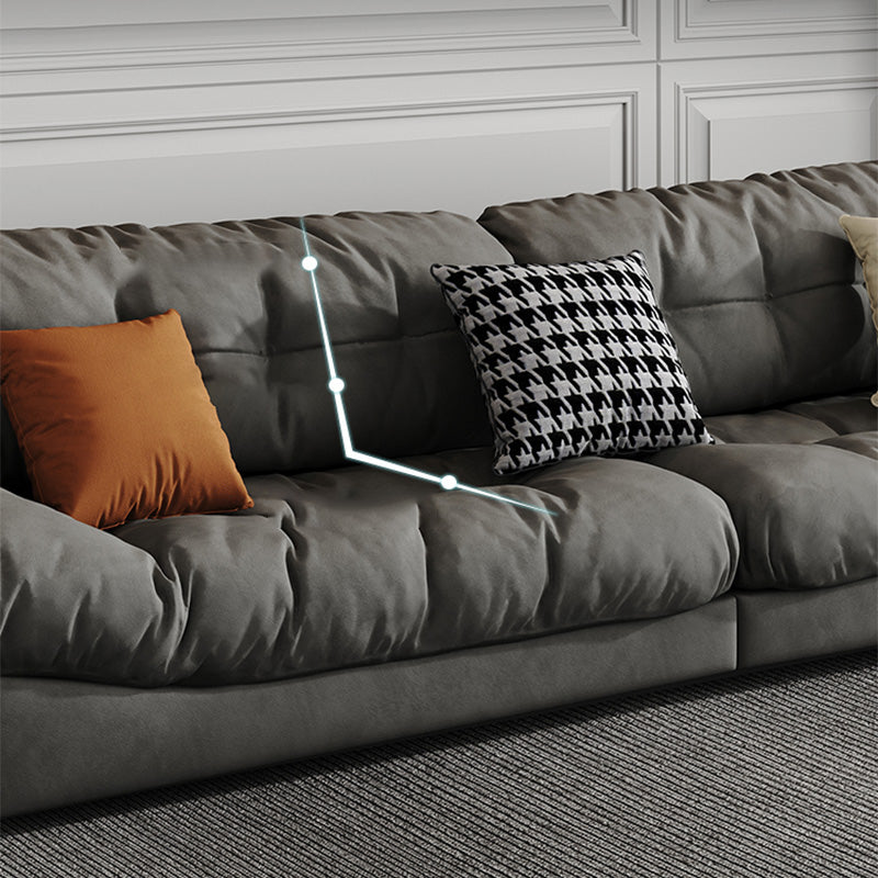 Contemporary Tufted Split-Back Standard Armless Sofa Couch in Grey