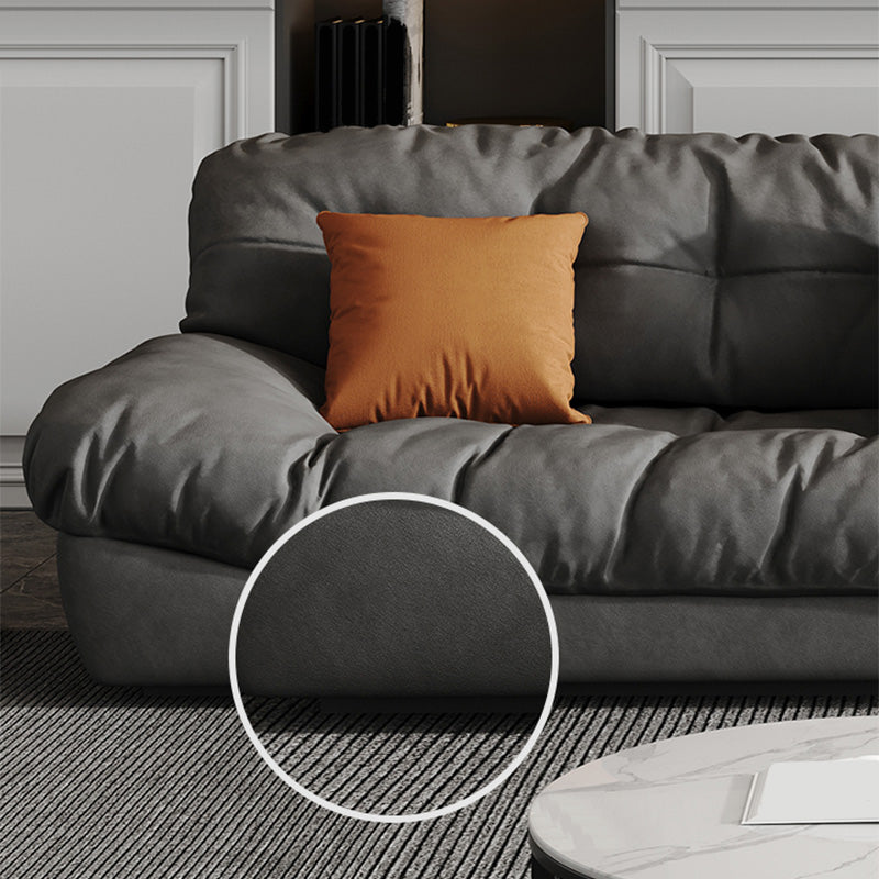 Contemporary Tufted Split-Back Standard Armless Sofa Couch in Grey