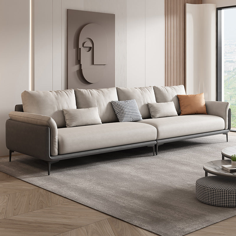 Faux Leather Stain Resistant Contemporary Sofa Couch in Beige