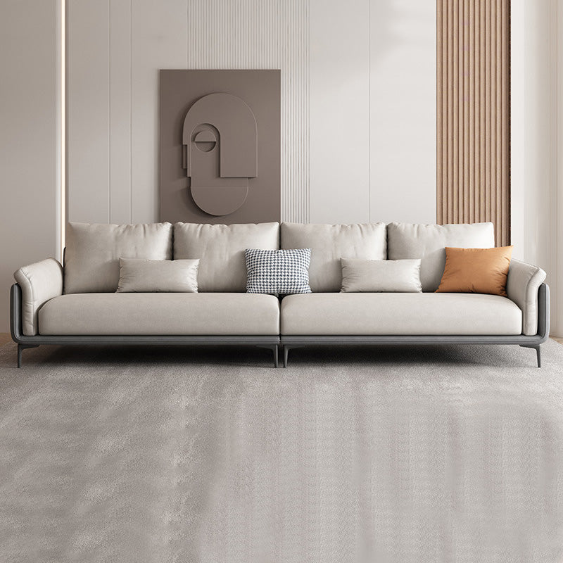 Faux Leather Stain Resistant Contemporary Sofa Couch in Beige