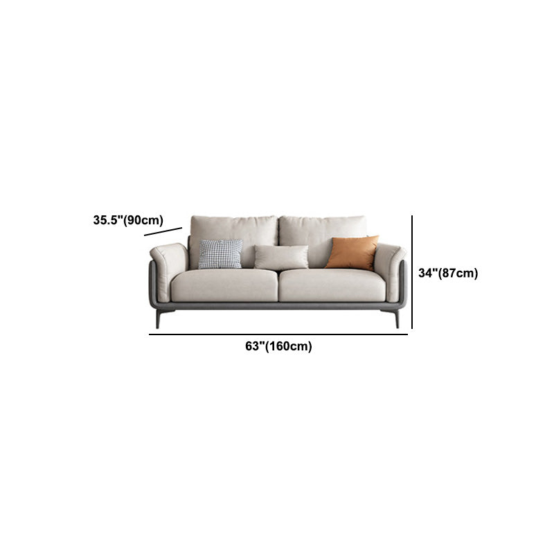 Faux Leather Stain Resistant Contemporary Sofa Couch in Beige