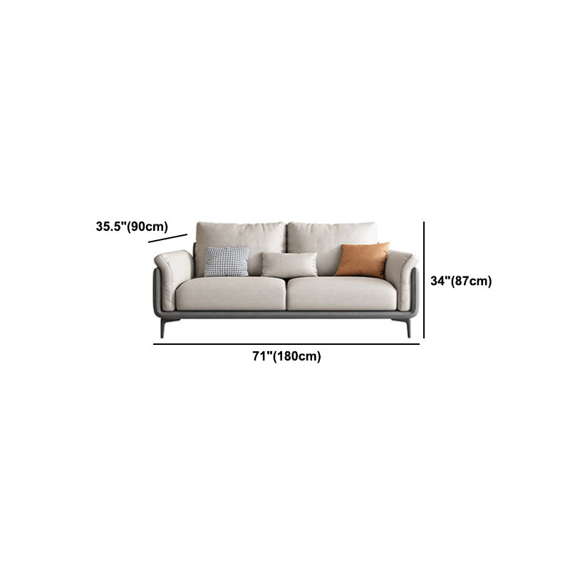 Faux Leather Stain Resistant Contemporary Sofa Couch in Beige