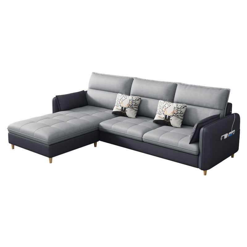 Mid Century Modern 3-seater Sofa Faux Leather/Fabric Square Arm Sofa