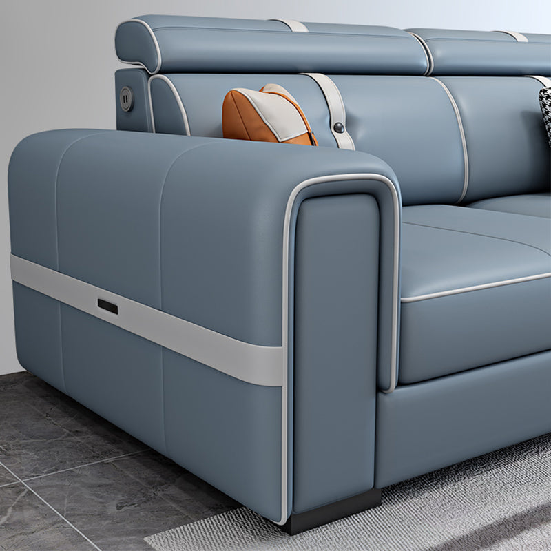Scandinavian Light Blue Sofa/Sectional with Square Arm for Living Room