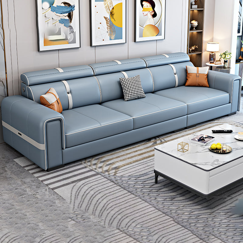 Scandinavian Light Blue Sofa/Sectional with Square Arm for Living Room