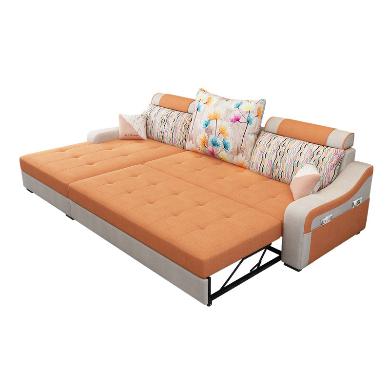 Contemporary Linen L-Shape Sloped Arms Furniture Sectionals for 3 People
