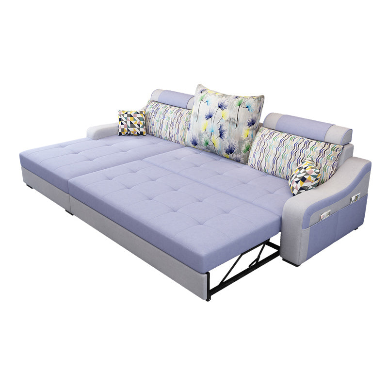 Contemporary Linen L-Shape Sloped Arms Furniture Sectionals for 3 People
