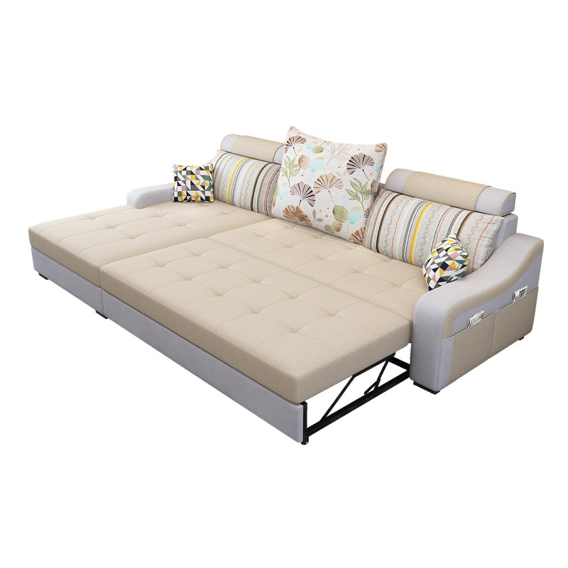 Contemporary Linen L-Shape Sloped Arms Furniture Sectionals for 3 People