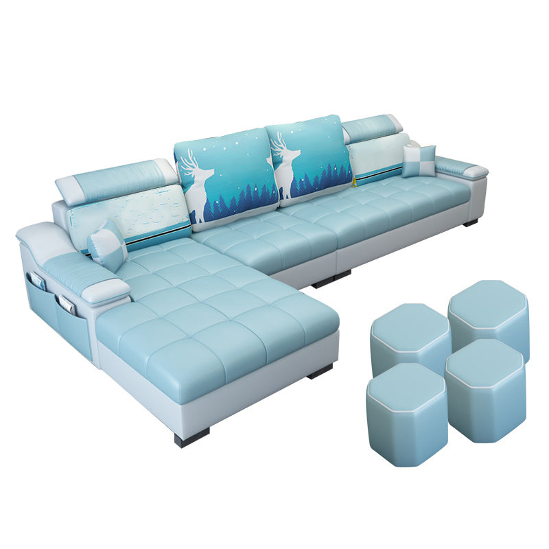 Contemporary Sloped Arms Modular L-Shape Furniture Sectionals