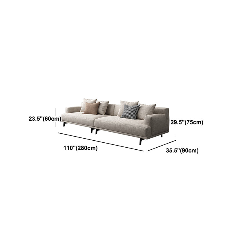 Faux Leather and Cotton Blend Recessed Arm Furniture Sectionals in Beige